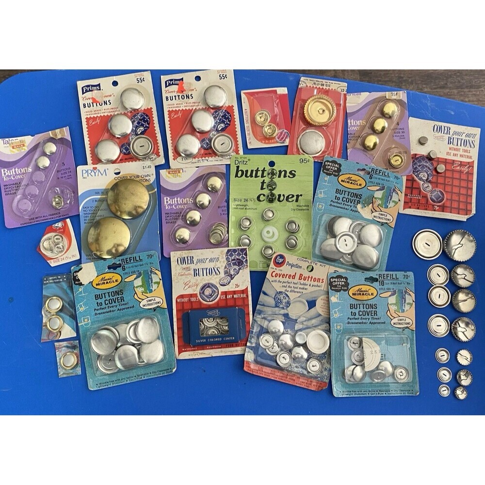 Vintage Buttons To Cover Lot Prims Boye Dritz Assorted Lot